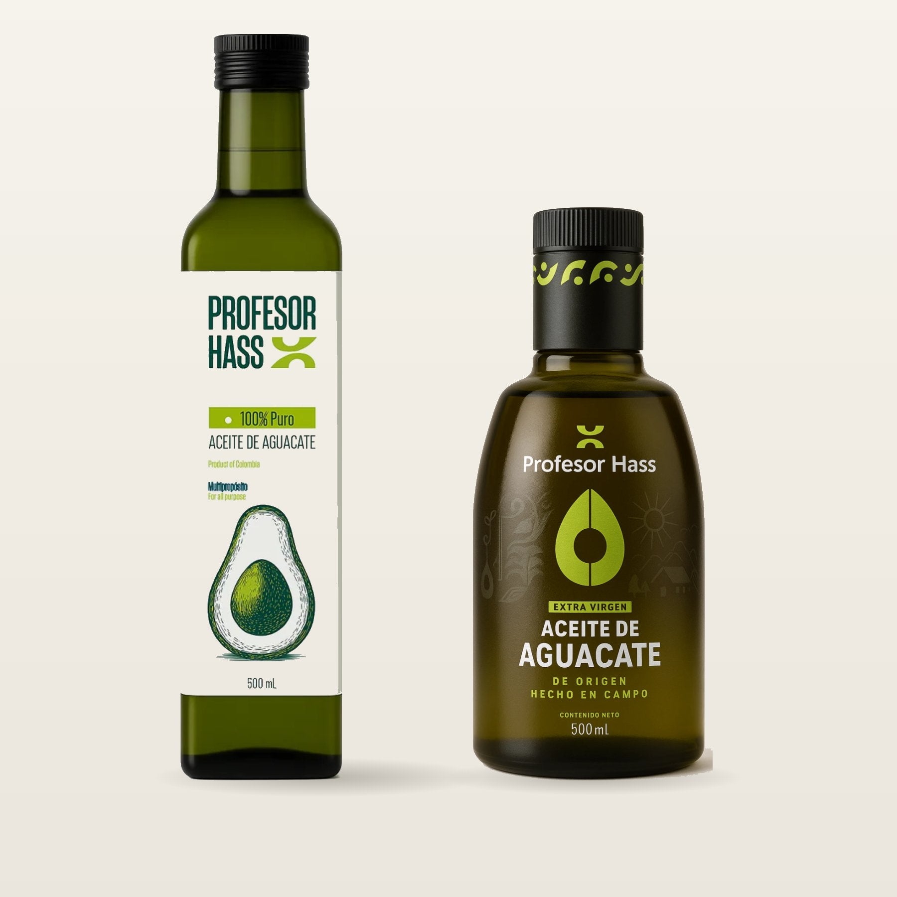 Combo dúo aceite de aguacate 500 mL para cocinar y extra virgen premium Profesor Hass