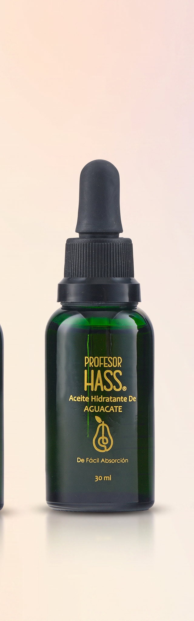 Aceite de aguacate Hass capilar en botella de vidrio verde con gotero