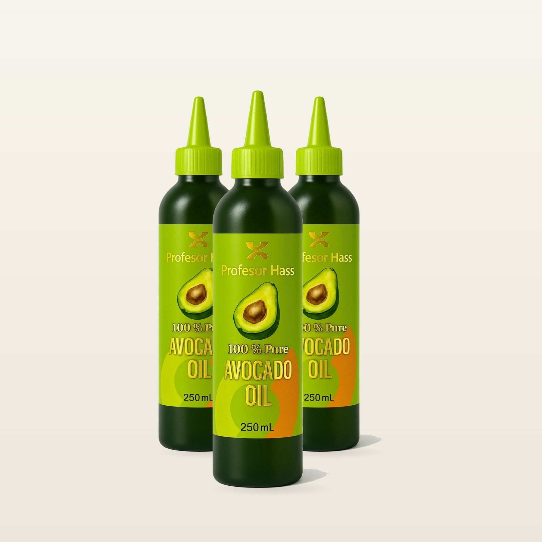 Pack de 3 botellas de aceite de aguacate para cocinar tapa pico Profesor Hass