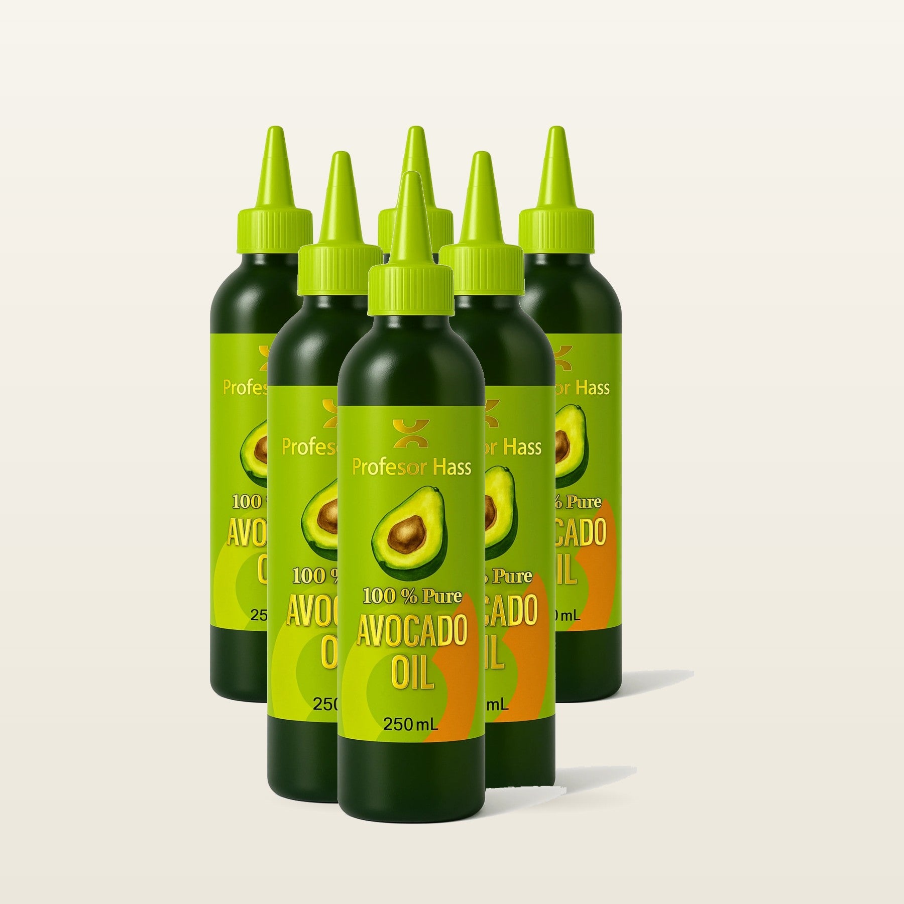Pack de 6 botellas de aceite de aguacate para cocinar tapa pico Profesor Hass